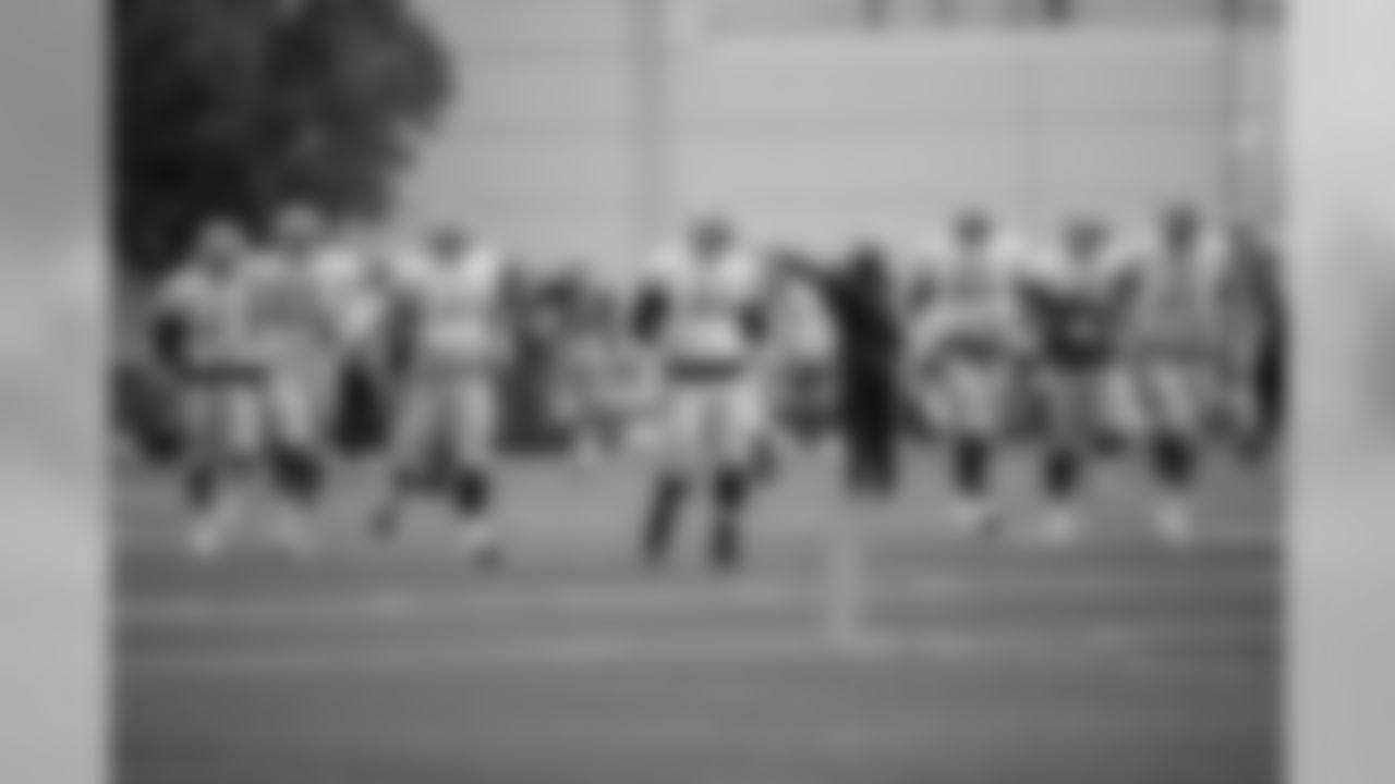 Detroit Lions offensive linemen during practice at the Detroit Lions training facility on Wednesday, Oct. 17, 2018 in Allen Park, Mich. (Detroit Lions via AP)