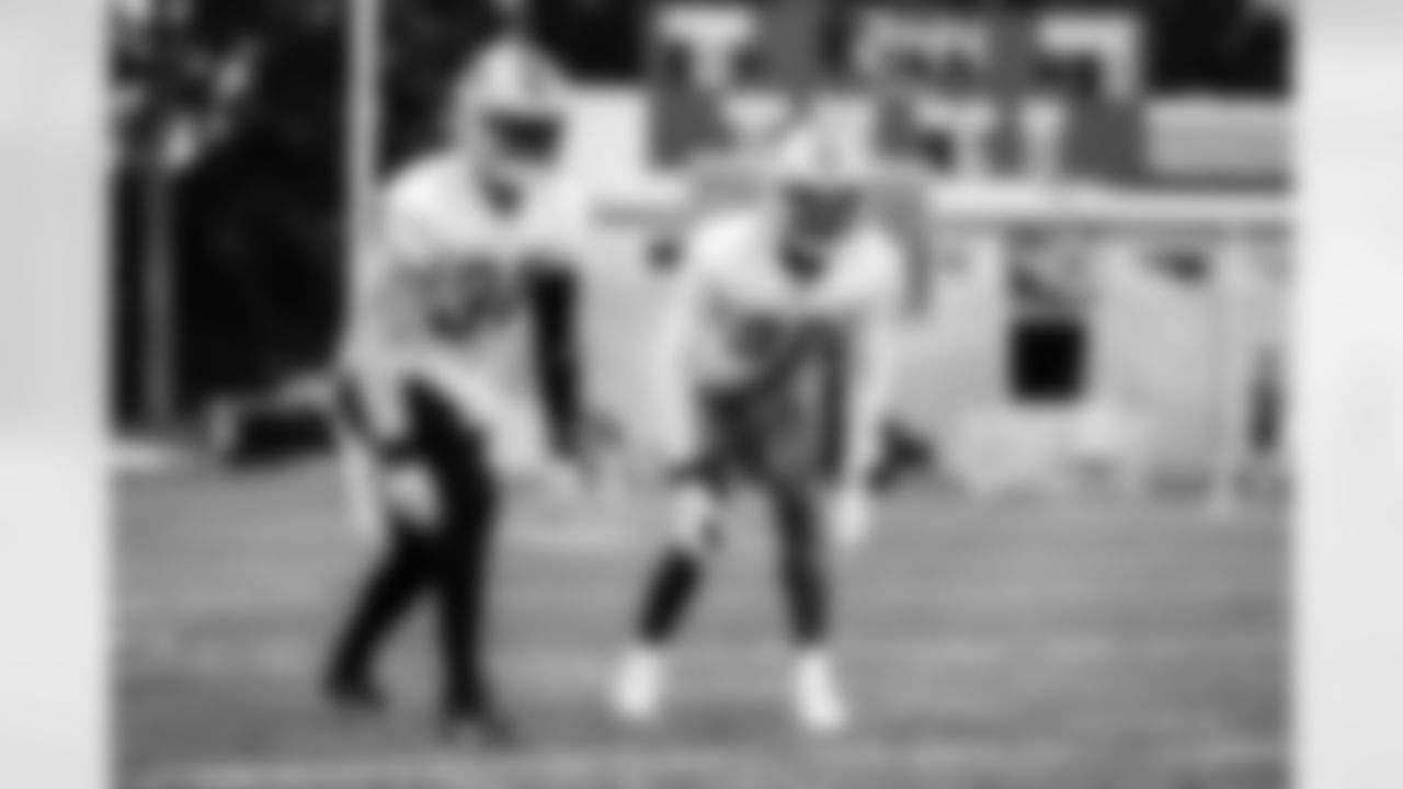 Detroit Lions linebacker Alex Anzalone (34) Detroit Lions cornerback Ifeatu Melifonwu (26) during Lions practice at the Training Facility in Allen Park, MI on September 9, 2021. (Jeff Nguyen/Detroit Lions)