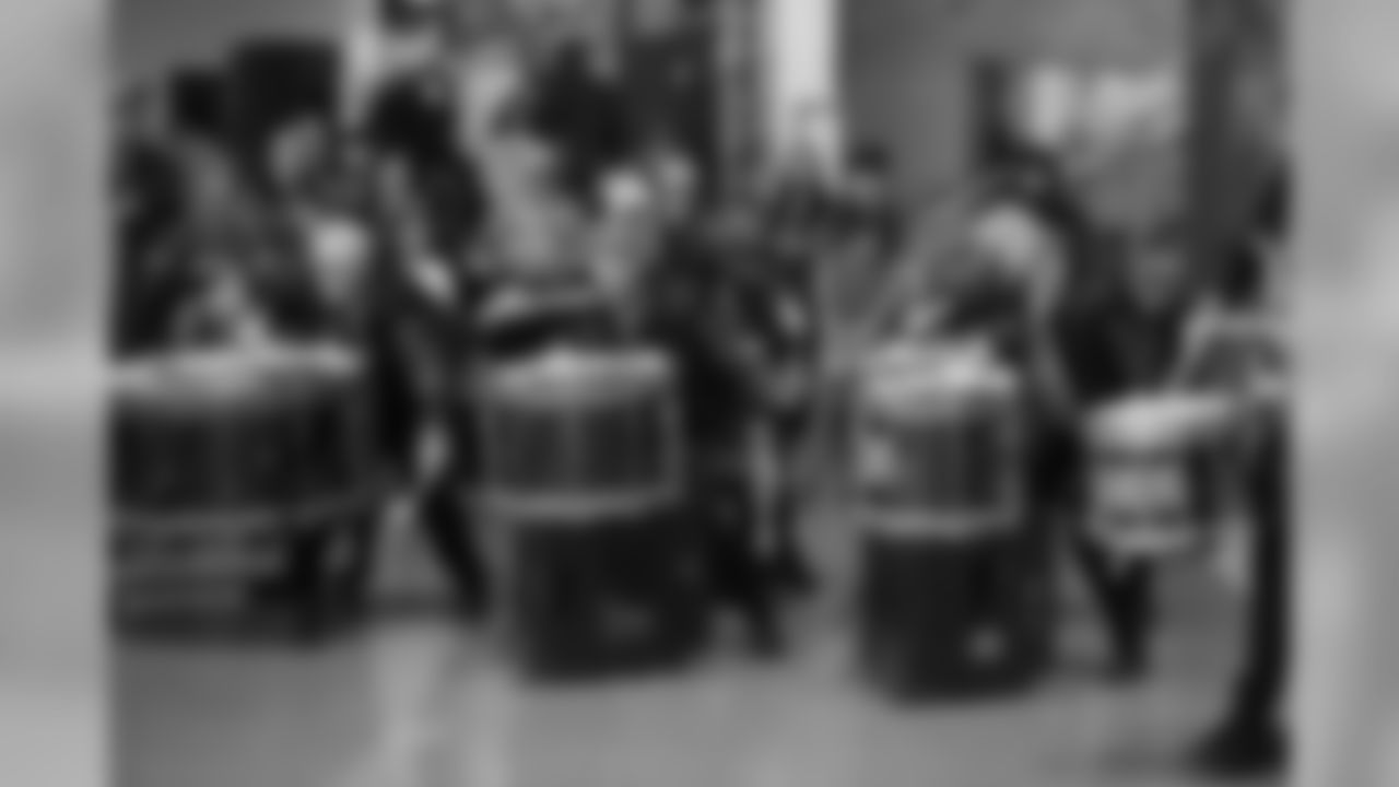 Detroit Lions drumline performs before a NFL football game against the Carolina Panthers on Sunday, Nov. 18, 2018 in Detroit. (Detroit Lions via AP).