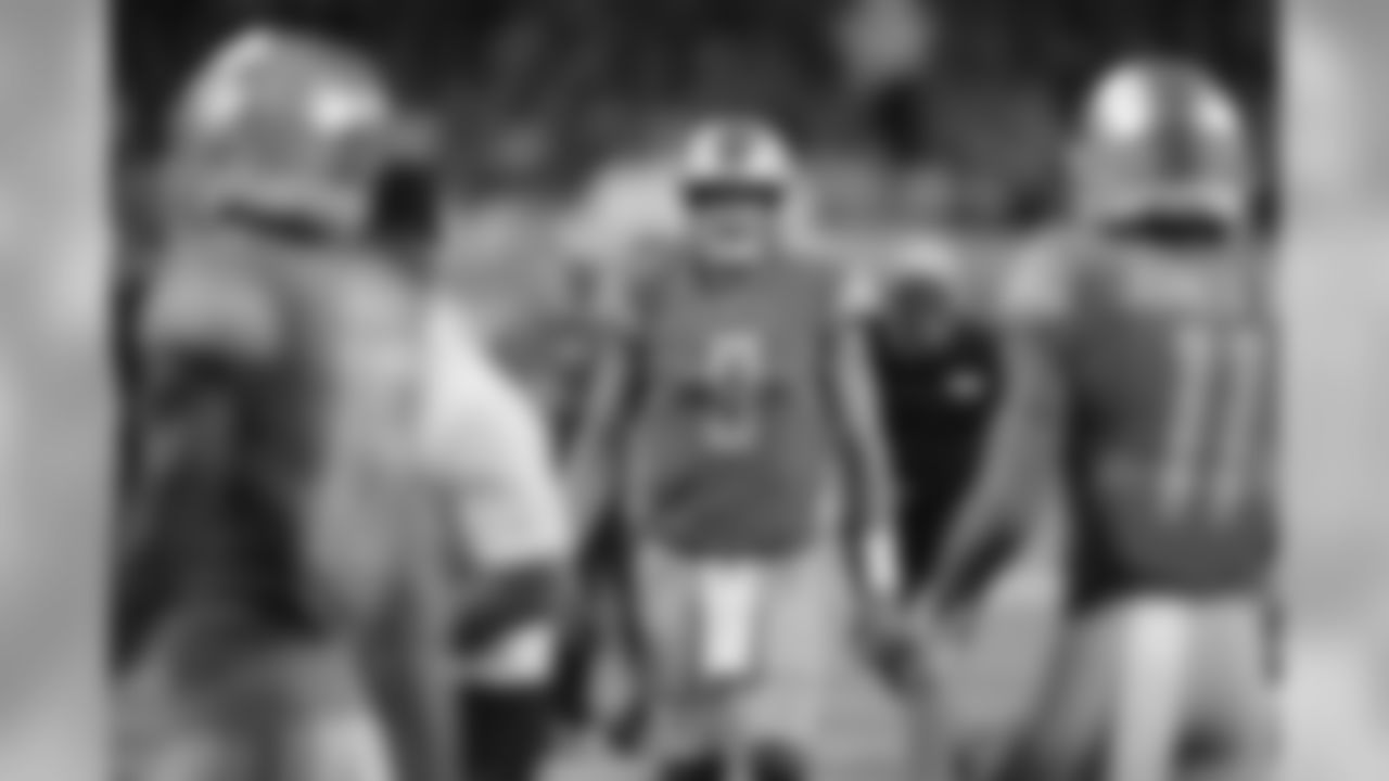 Detroit Lions quarterback Matthew Stafford (9) before a NFL football game against the Los Angeles Chargers Sunday, Sept. 15, 2019 in Detroit. (Detroit Lions via AP).