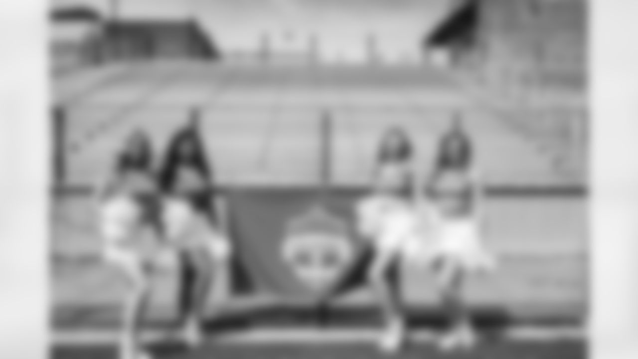 The Detroit Lions Cheerleaders cheer on during the 2023 Michigan Girls High School Flag Football Pilot League Week 2 at Stoney Creek HS Saturday May 13, 2023 in Rochester Hills, MI. (Carl Jones II/Detroit Lions).