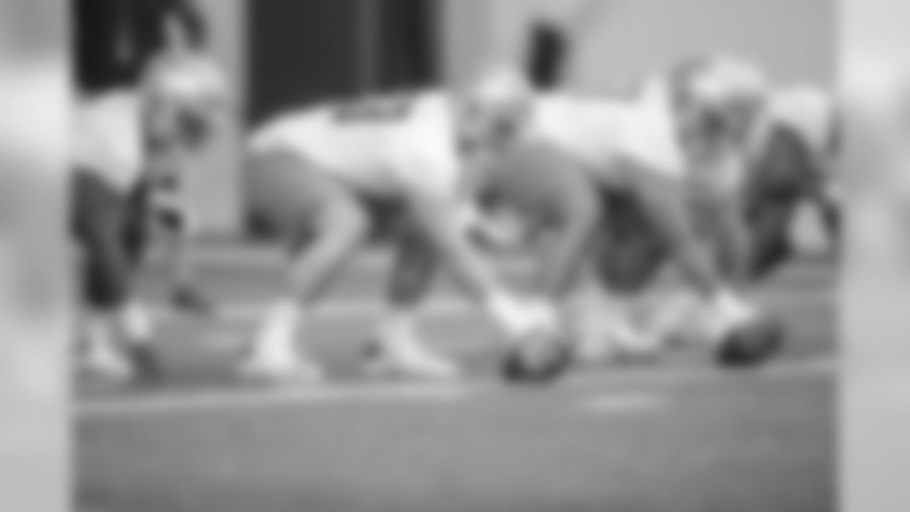 Detroit Lions guard Beau Benzschawel (63) during Day 1 of rookie minicamp on Friday, May 10, 2019 in Allen Park, Mich. (Detroit Lions via AP)