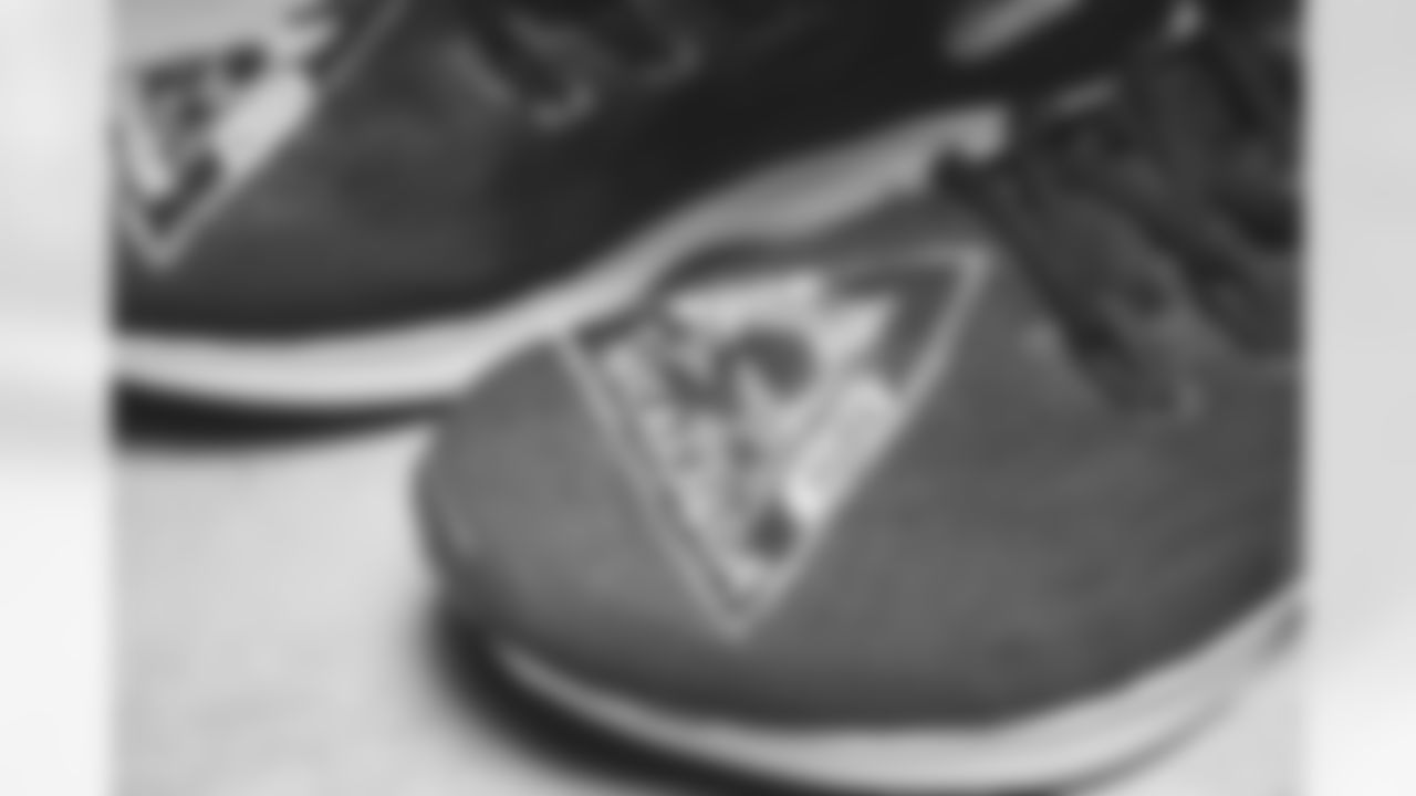 Detroit Lions special teams coordinator Brayden Coombs owns these shoes. My Cause My Cleats. (Detroit Lions via AP).