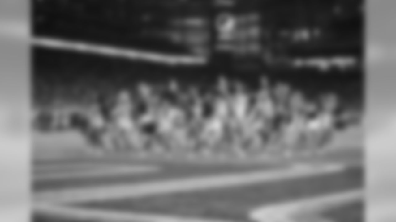 Detroit Lions cheerleaders perform during a NFL football game against the Minnesota Vikings on Sunday, Dec. 23, 2018 in Detroit. (Detroit Lions via AP).
