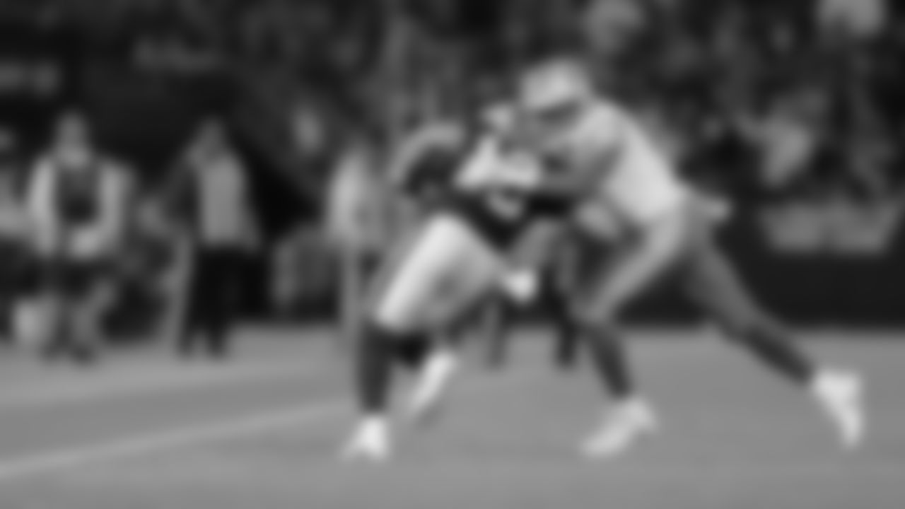 Detroit Lions wide receiver Bradley Marquez (12) makes a tackle on special teams during a NFL football game against the Oakland Raiders on Friday, Aug. 10, 2018 in Oakland, Calif. (Detroit Lions via AP).