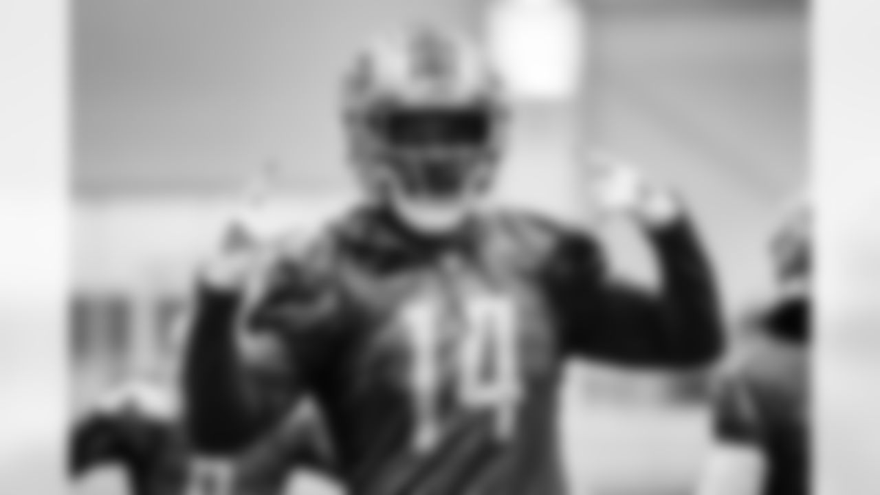 Detroit Lions wide receiver Amon-Ra St. Brown (14) during practice at the Training Facility in Allen Park, MI on December 3, 2021. (Josh Mandujano/Detroit Lions)
