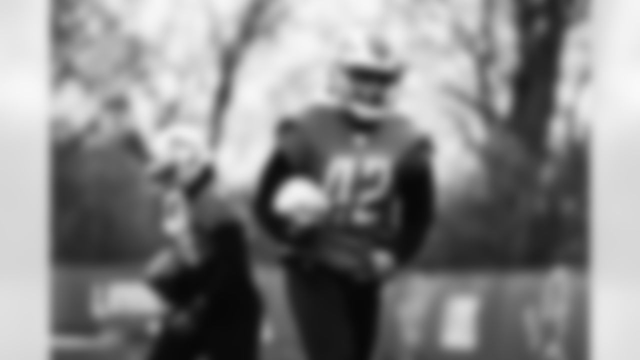 Detroit Lions running back Justin Jackson (42) during practice at the Lions Training Facility in Allen Park, MI on November 16, 2022. (Jeff Nguyen/Detroit Lions)