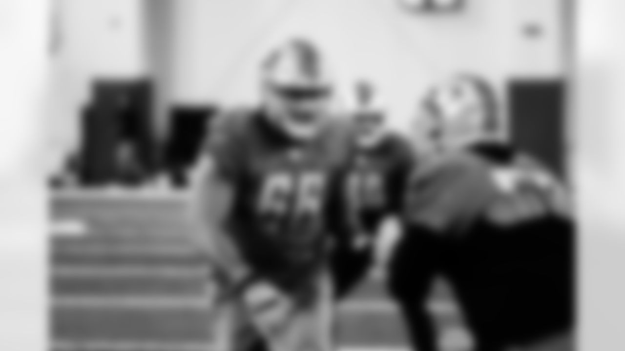 Detroit Lions tackle Darrin Paulo (66) during Lions practice at the Training Facility in Allen Park, MI on October 29, 2021. (Jeff Nguyen/Detroit Lions)