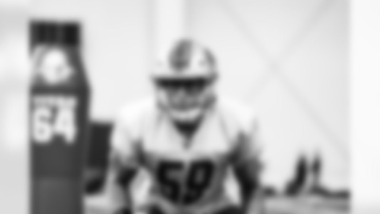 Detroit Lions linebacker Trevor Nowaske (59) during practice at the Lions training facility in Allen Park, MI on September 5, 2023. (Jeff Nguyen/Detroit Lions)