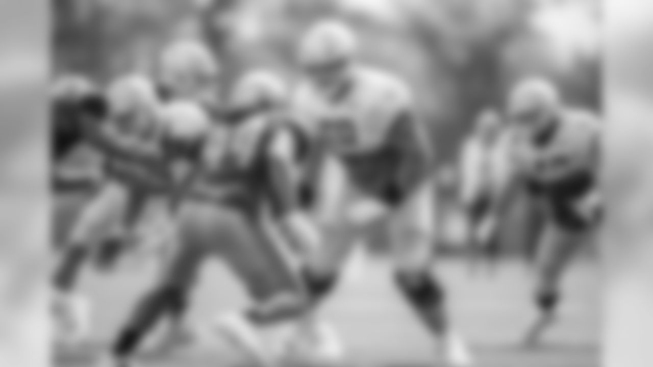 Detroit Lions tackle Taylor Decker (68) during Day 6 of Detroit Lions Training Camp presented by Rocket Mortgage on Wednesday, July 31, 2019 in Allen Park, Mich.