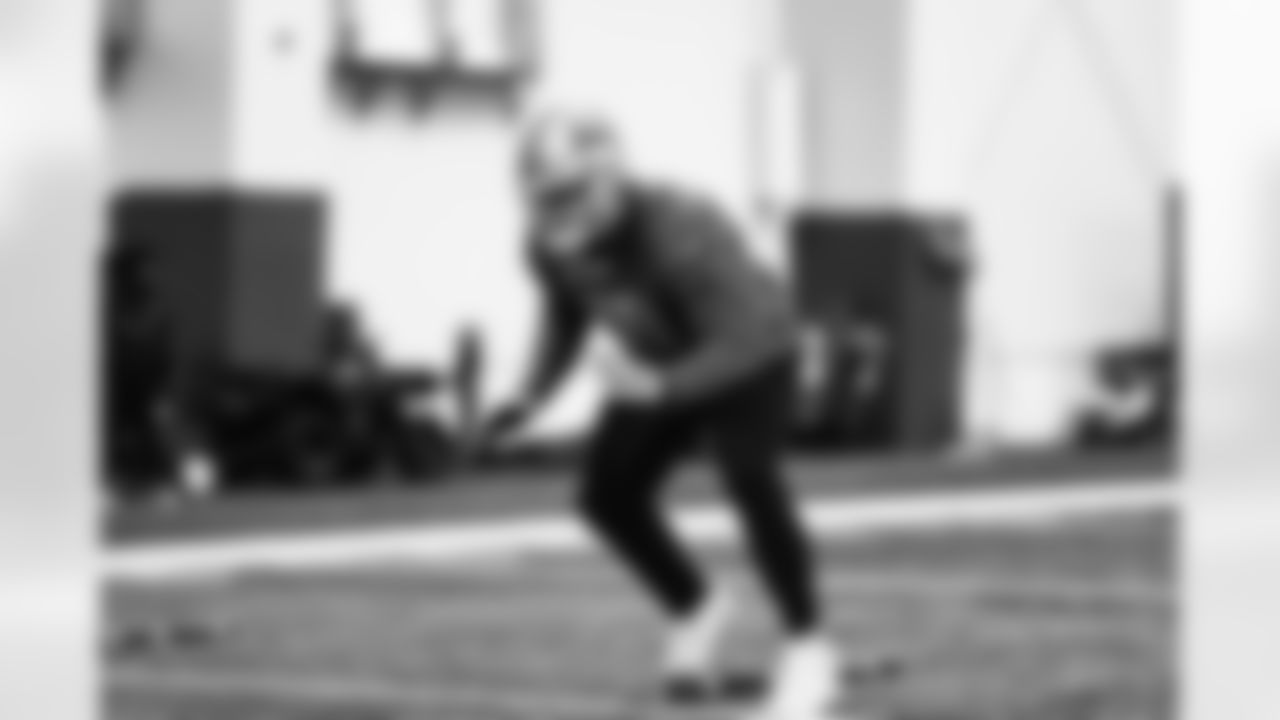 Detroit Lions tackle Darrin Paulo (60) during practice at the Lions Training Facility in Allen Park, MI on November 18, 2022. (Jeff Nguyen/Detroit Lions)
