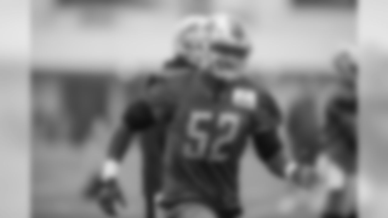 Detroit Lions linebacker Christian Jones (52) during training camp practice on Thursday, Aug. 16, 2018 in Allen Park, Mich. (Detroit Lions via AP)
