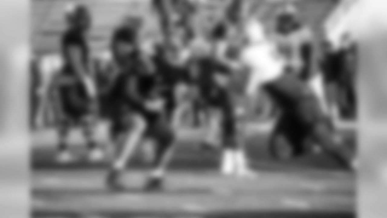 Josh Jones during Reese's Senior Bowl practice Tuesday, Jan. 21, 2020 in Mobile, Ala. (Detroit Lions via AP).