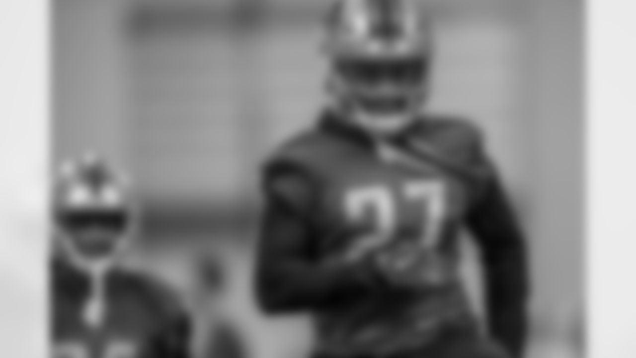 Detroit Lions safety Glover Quin (27) during practice at the Detroit Lions training facility on Thursday, Dec. 6, 2018 in Allen Park, Mich. (Detroit Lions via AP)