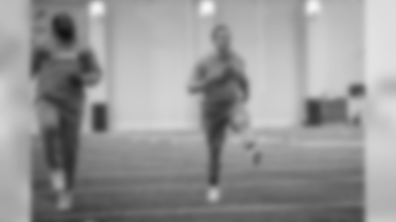 Detroit Lions running back Zach Zenner during the voluntary offseason workout program at the Detroit Lions training facility on Thursday, April 18, 2019 in Allen Park, Mich. (Detroit Lions via AP)