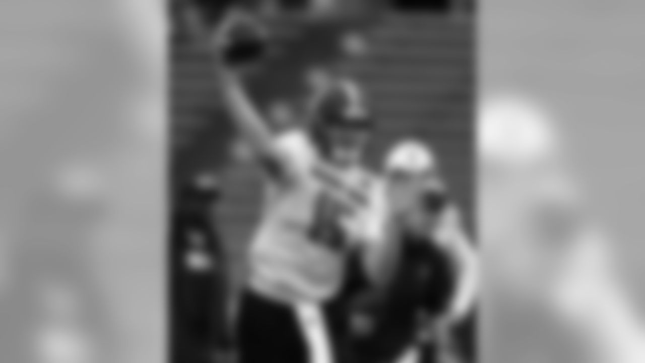 North quarterback Ryan Finley of North Carolina State (15) throws a pass during practice for Saturday's Senior Bowl college football game, Tuesday, Jan. 22, 2019, in Mobile, Ala. (AP Photo/Butch Dill)