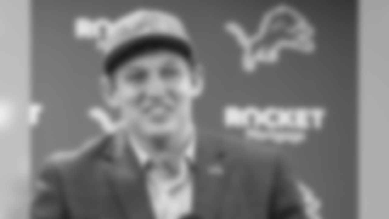 Detroit Lions tight end T.J. Hockenson at his introductory press conference at the team's practice facility on Friday, April 26, 2019 in Allen Park, Mich. (Detroit Lions via AP)