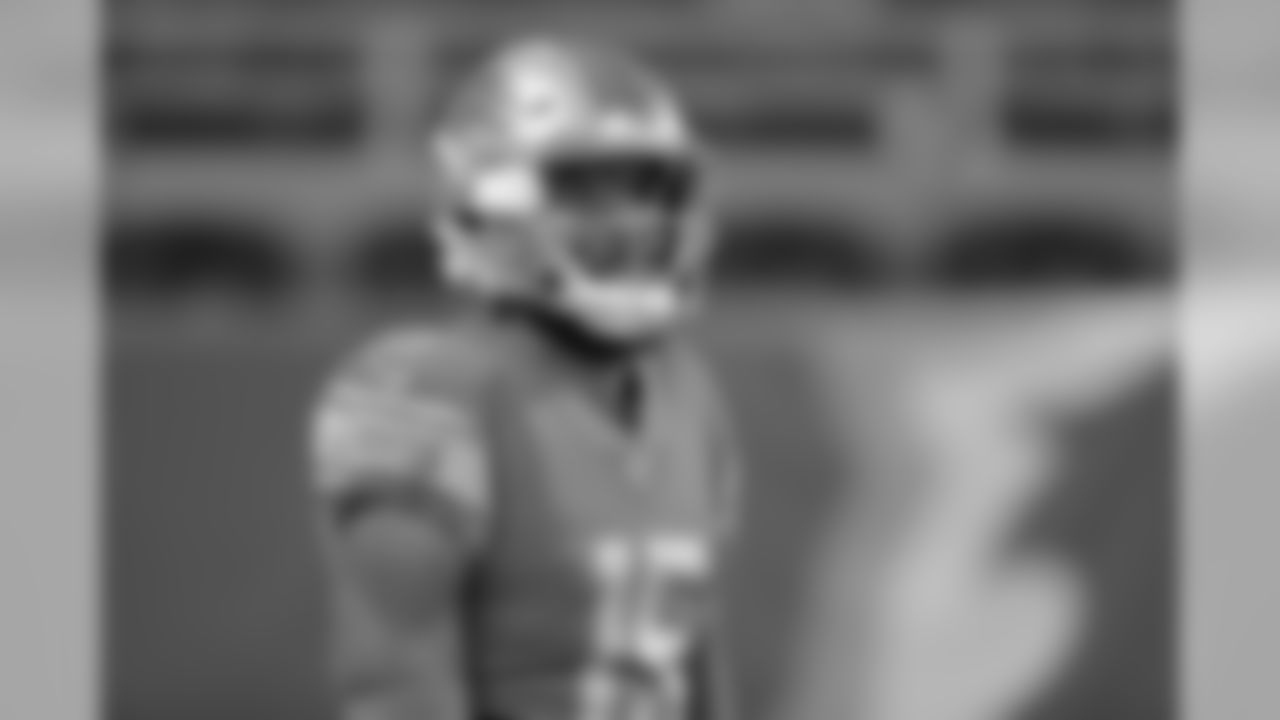 Detroit Lions wide receiver Chris Lacy (15) before a NFL football game against the Tampa Bay Buccaneers Sunday, Dec. 15, 2019 in Detroit. (Detroit Lions via AP).