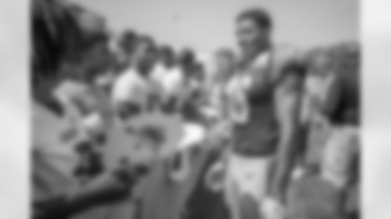 Detroit Lions cornerback DeShawn Shead (26) signs autographs for fans following training camp practice on Friday, Aug. 3, 2018 in Allen Park, Mich. (Detroit Lions via AP)