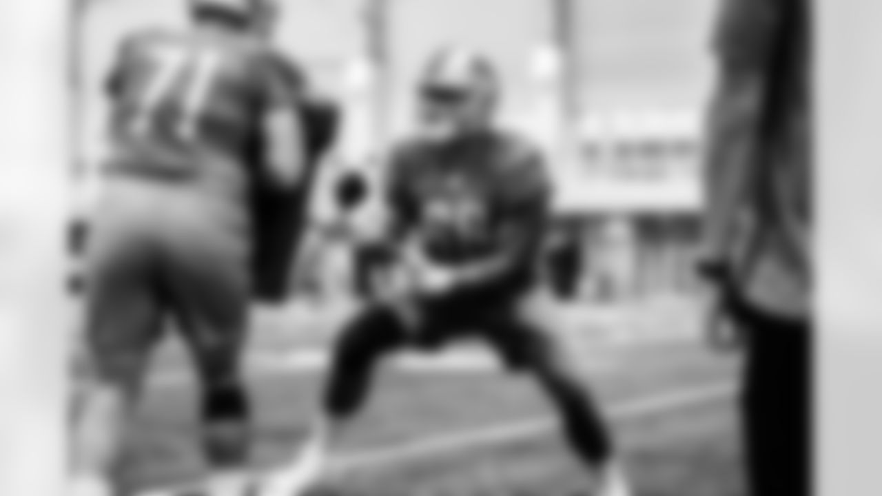 Detroit Lions tackle Darrin Paulo (66) during Lions practice at the Training Facility in Allen Park, MI on October 8, 2021. (Jeff Nguyen/Detroit Lions)