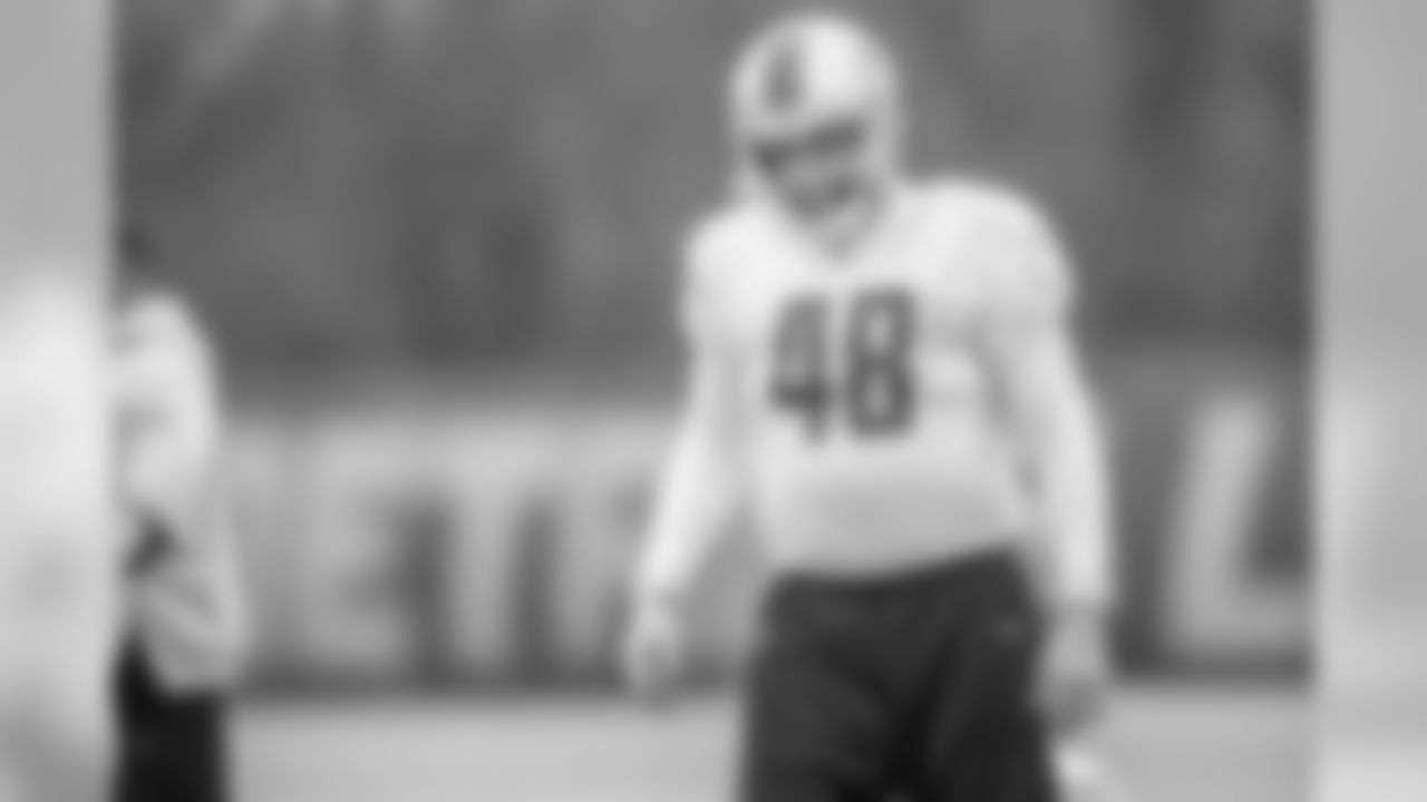 Detroit Lions long snapper Don Muhlbach (48) during practice at the Detroit Lions training facility Thursday, Dec. 26, 2019 in Allen Park, Mich. (Detroit Lions via AP)