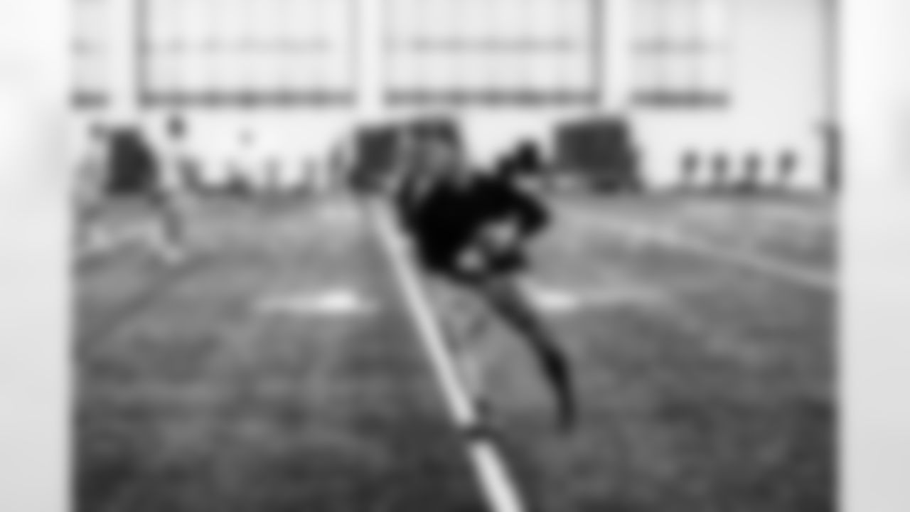 Detroit Lions wide receiver Amon-Ra St. Brown (14) during a morning workout at the Lions training facility in Allen Park, MI on April 19, 2022. (Stuart Zaas/Detroit Lions)