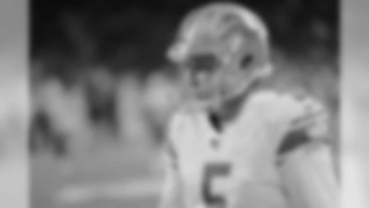 Detroit Lions kicker Matt Prater (5) before a NFL football game against the Dallas Cowboys Sunday, Nov. 17, 2019 in Detroit. (Detroit Lions via AP).