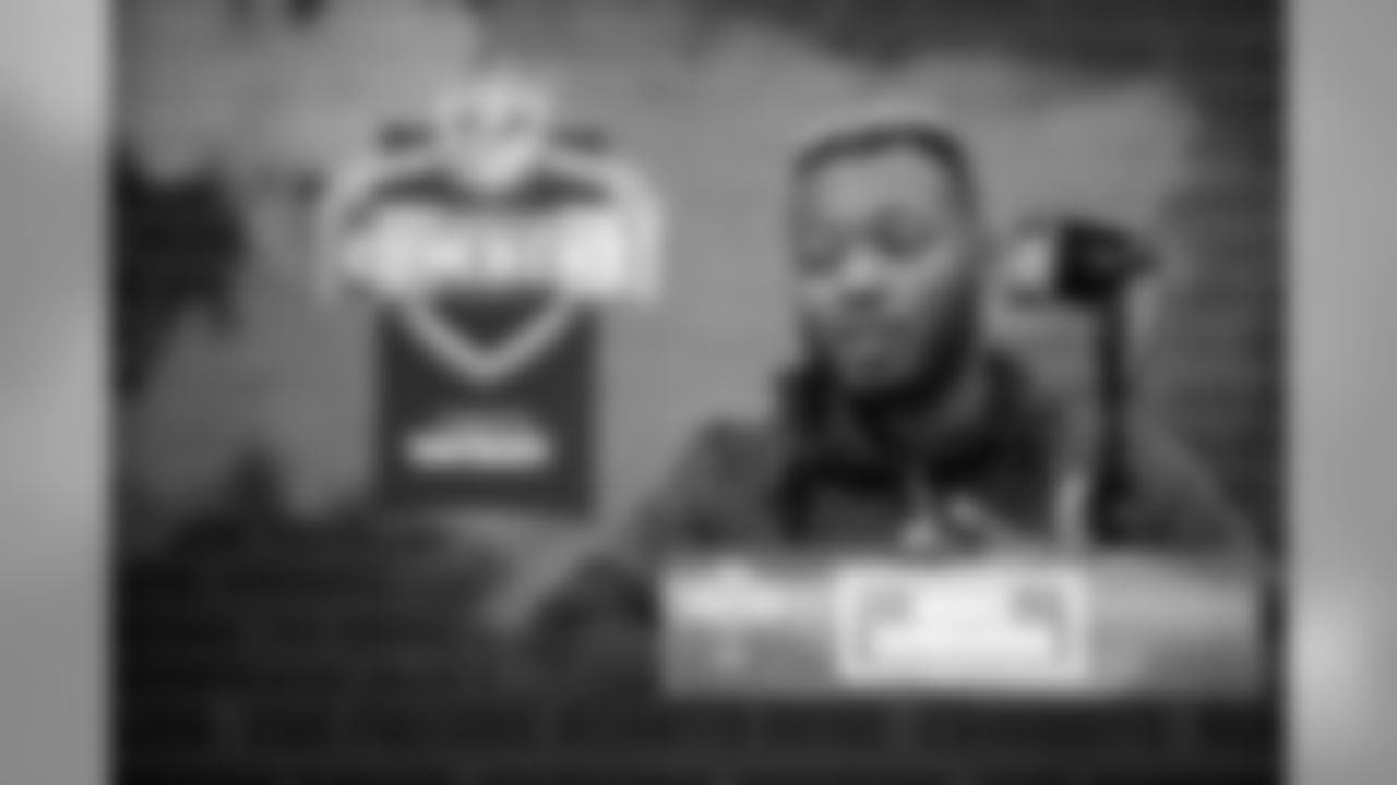 Kentucky defensive back Mike Edwards talks to the media at the NFL Scouting Combine on Sunday, March 3 2019 in Indianapolis. (Detroit Lions via AP)