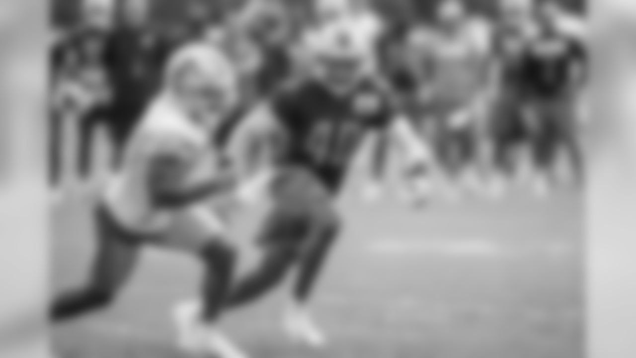 Detroit Lions linebacker Jarrad Davis (40) during training camp practice on Monday, Aug. 13, 2018 in Allen Park, Mich. (Detroit Lions via AP)