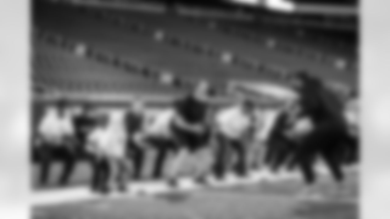 United States veterans and service members gathered at Ford Field for a football clinic. A Detroit Lions Salute to Service initiative presented by Humanetics.