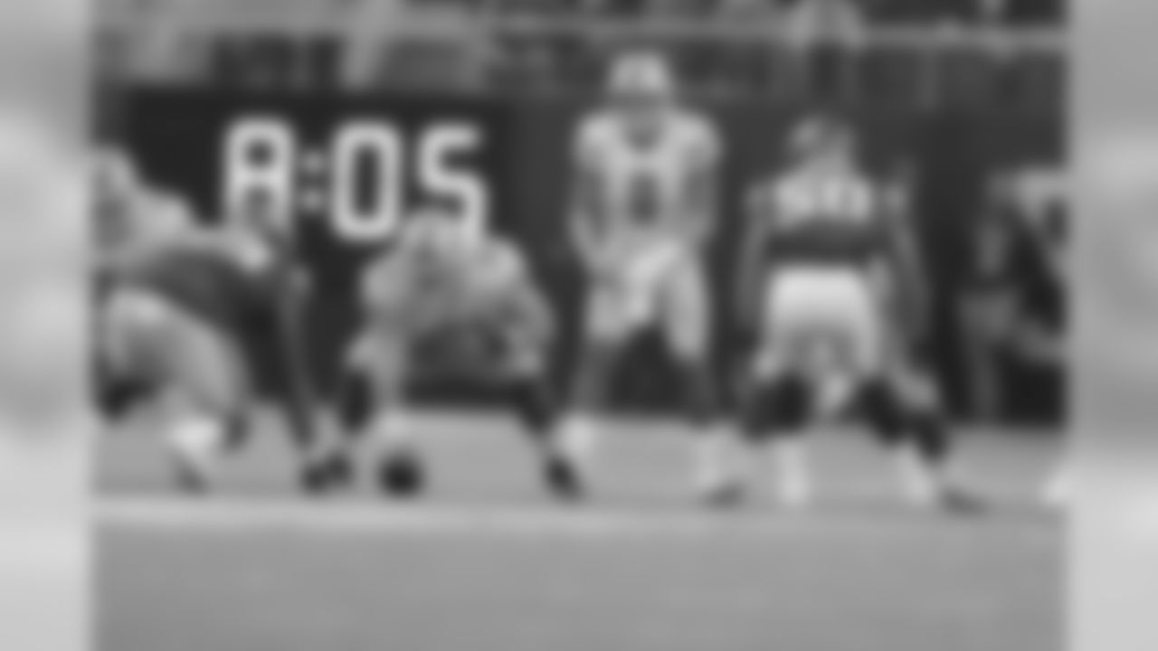Detroit Lions center/guard Graham Glasgow (60) and Detroit Lions quarterback Matthew Stafford (9) during a NFL football game against the Minnesota Vikings on Sunday, Nov. 4, 2018 in Minneapolis. (Detroit Lions via AP).