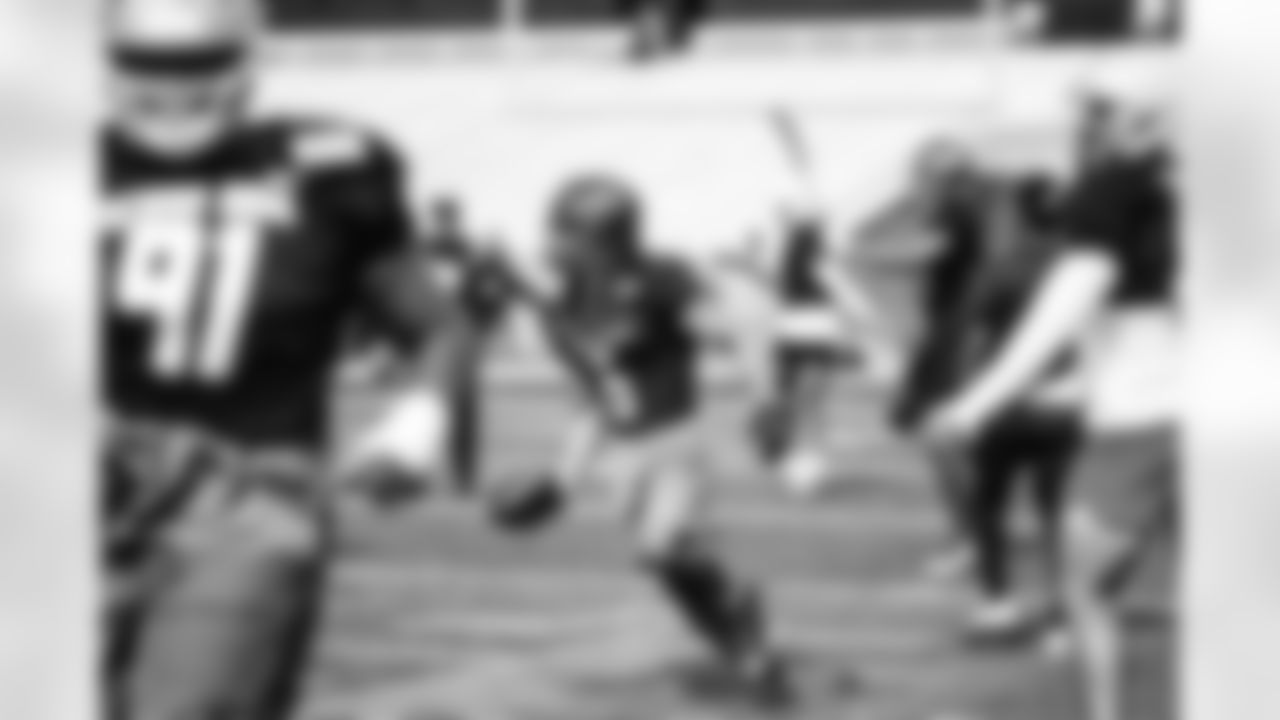 Ouachita Baptist corner back Gregory Junior during Senior Bowl practice on February 1, 2022. (Jeff Nguyen/Detroit Lions)