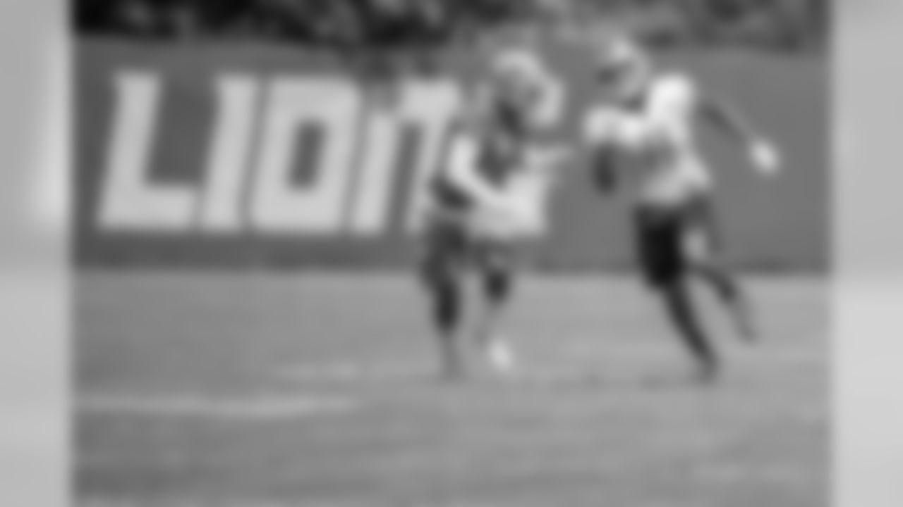 Detroit Lions wide receiver Marvin Jones Jr. (11) works to get open against cornerback Darius Slay (23) during training camp practice on Monday, Aug. 13, 2018 in Allen Park, Mich. (Detroit Lions via AP)
