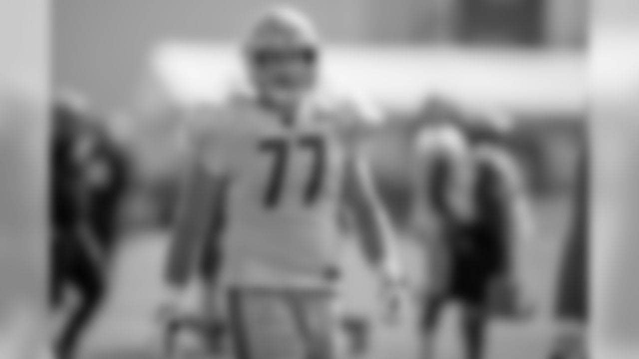 Detroit Lions offensive lineman Frank Ragnow (77) during training camp practice on Sunday, July 29, 2018 in Allen Park, Mich. (Detroit Lions via AP)