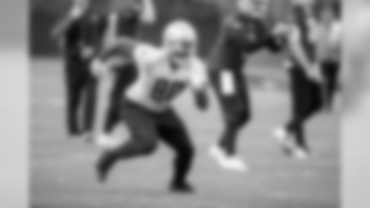 Detroit Lions tight end Michael Roberts (80) runs a route during Day 1 of OTAs on Monday, May 20, 2019 in Allen Park, Mich. (Detroit Lions via AP)