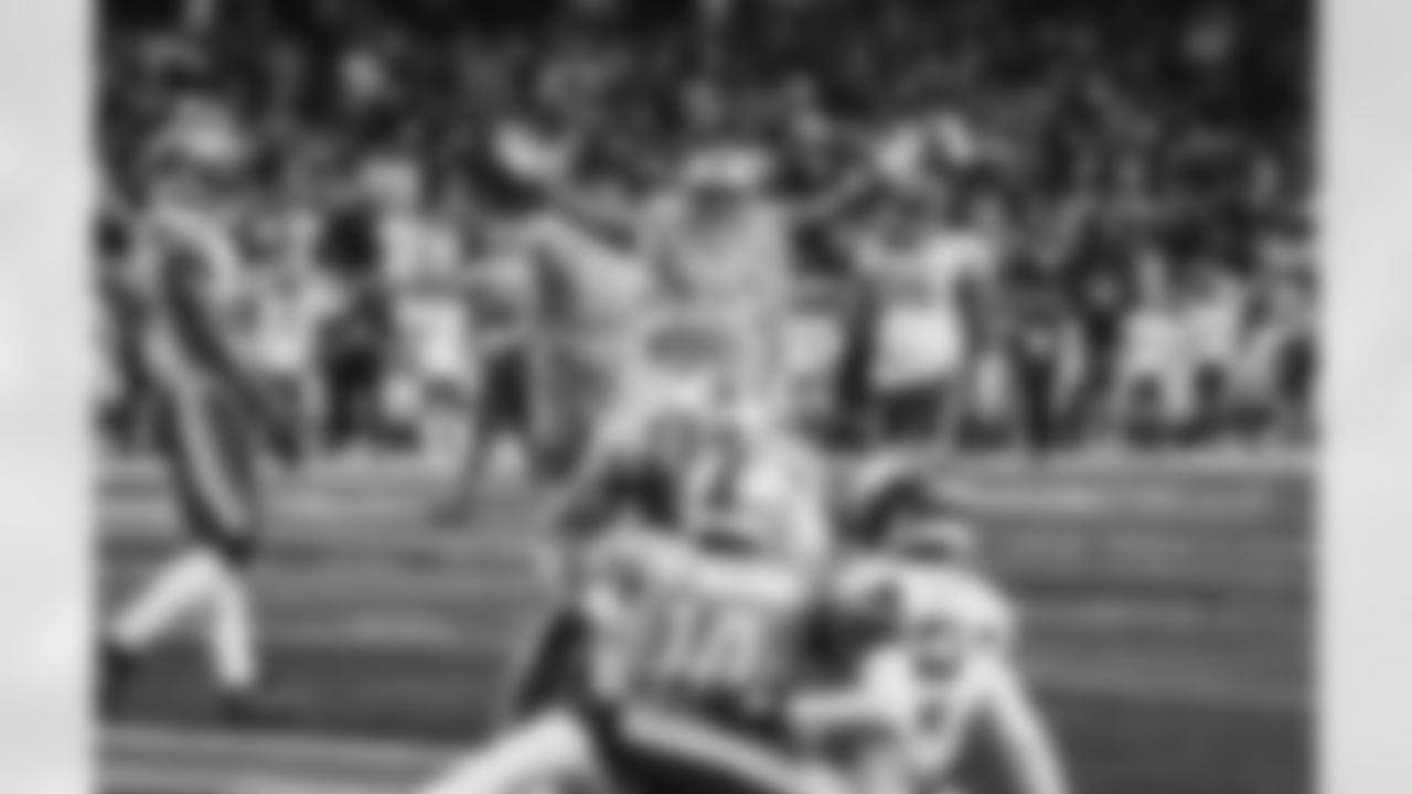 Detroit Lions running back Godwin Igwebuike (35) celebrates after the game-winning touchdown during a NFL football game against the Minnesota Vikings on Sunday, December 5, 2021 in Detroit, MI. (Jeff Nguyen/Detroit Lions).