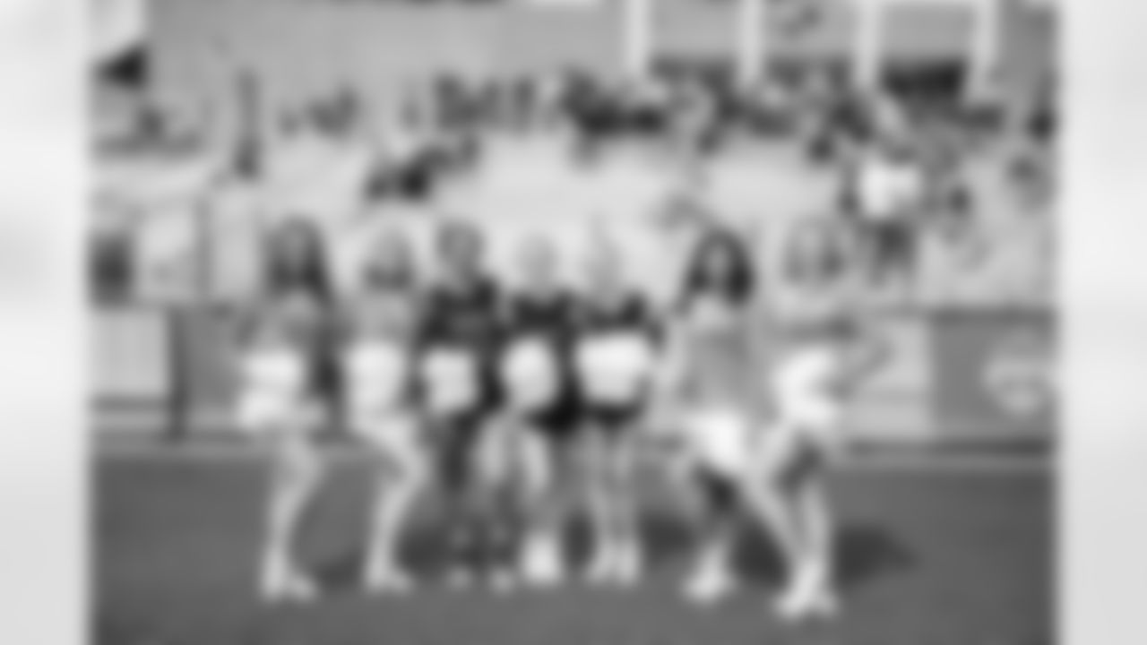 The Detroit Lions Cheerleaders cheer on during the 2023 Michigan Girls High School Flag Football Pilot League Week 2 at Stoney Creek HS Saturday May 13, 2023 in Rochester Hills, MI. (Carl Jones II/Detroit Lions).