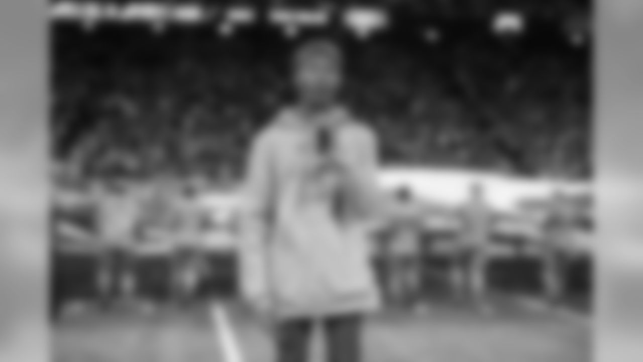 Semaj Whitener performs the National Anthem before a NFL football game against the Dallas Cowboys Sunday, Nov. 17, 2019 in Detroit.