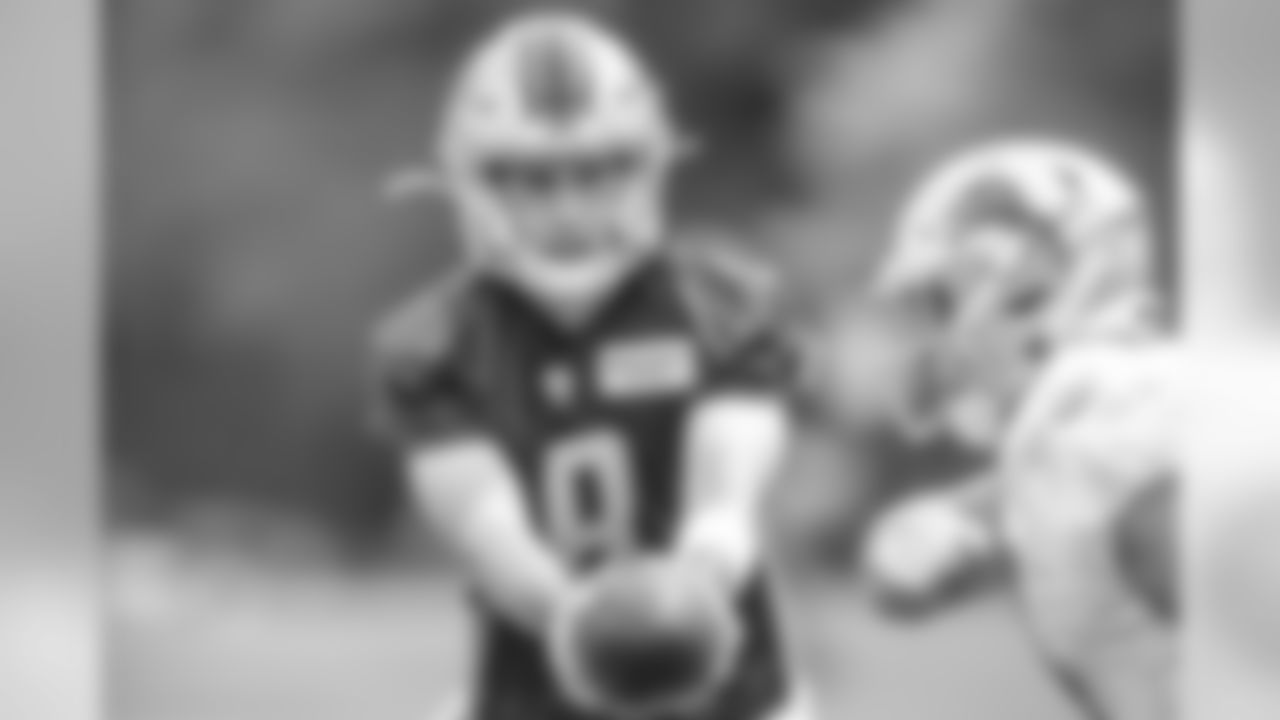Detroit Lions quarterback Luis Perez (8) during practice at the Detroit Lions training facility on Tuesday, Aug. 27, 2019 in Allen Park, Mich. (Detroit Lions via AP)
