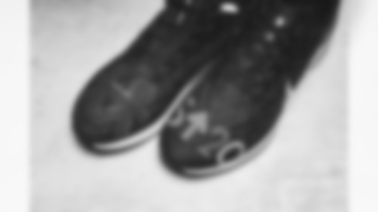 Detroit Lions linebackers coach Tyrone McKenzie owns these shoes. My Cause My Cleats. (Detroit Lions via AP).