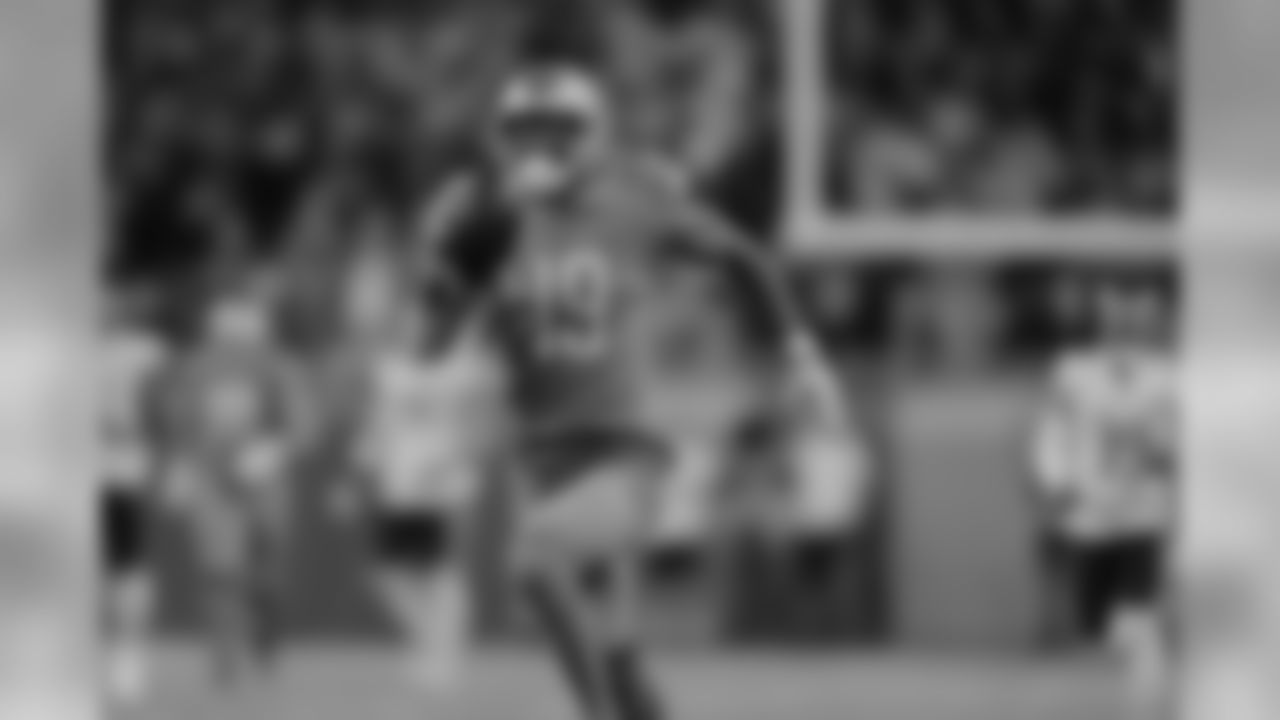 Detroit Lions wide receiver Kenny Golladay (19) catches a 75-yard touchdown during a NFL football game against the Chicago Bears Thursday, Nov. 28, 2019 in Detroit. (Detroit Lions via AP).