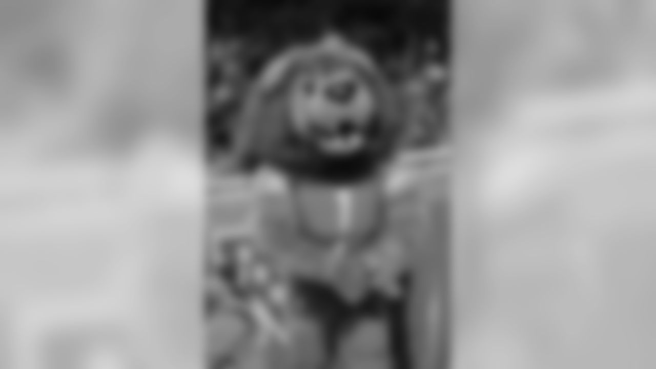 Roary during a NFL football game against the New York Jets on Monday, Sept. 10, 2018 in Detroit. (Detroit Lions via AP).