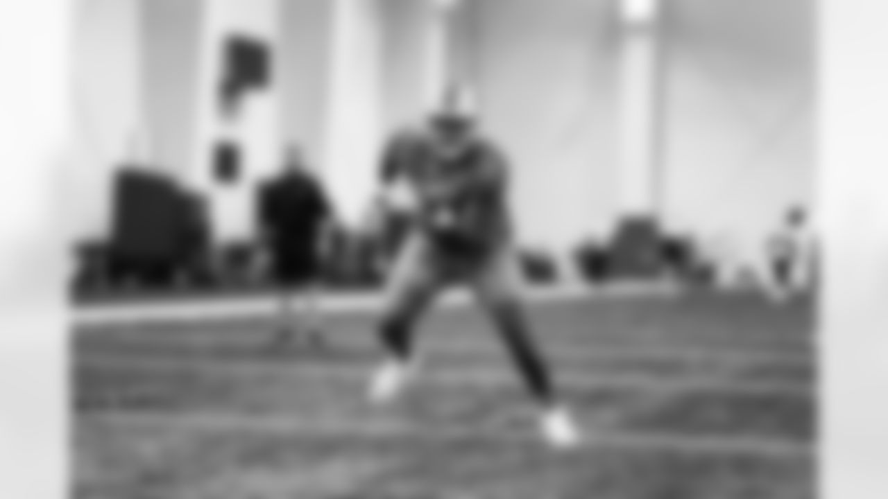 Detroit Lions tackle Obinna Eze (65) during practice at the Lions Training Facility in Allen Park, MI on December 2, 2022. (Jeff Nguyen/Detroit Lions)
