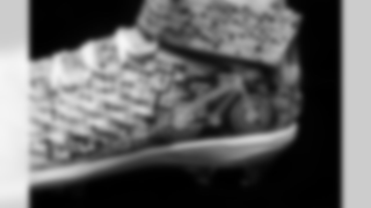 Cleats belonging to Detroit Lions tackle Matt Nelson (67) for the My Cause My Cleats initiative, shot in Allen Park MI on November 19, 2021. (Jeff Nguyen/Detroit Lions)