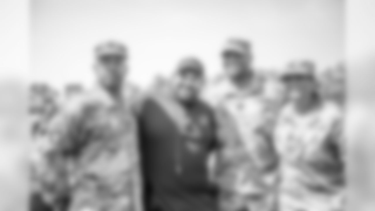 Detroit Lions head coach Matt Patricia visits with military members attending Day 3 of 2019 Detroit Lions Training Camp presented by Rocket Mortgage on Saturday, July 27, 2019 in Allen Park, Mich. (Detroit Lions via AP)
