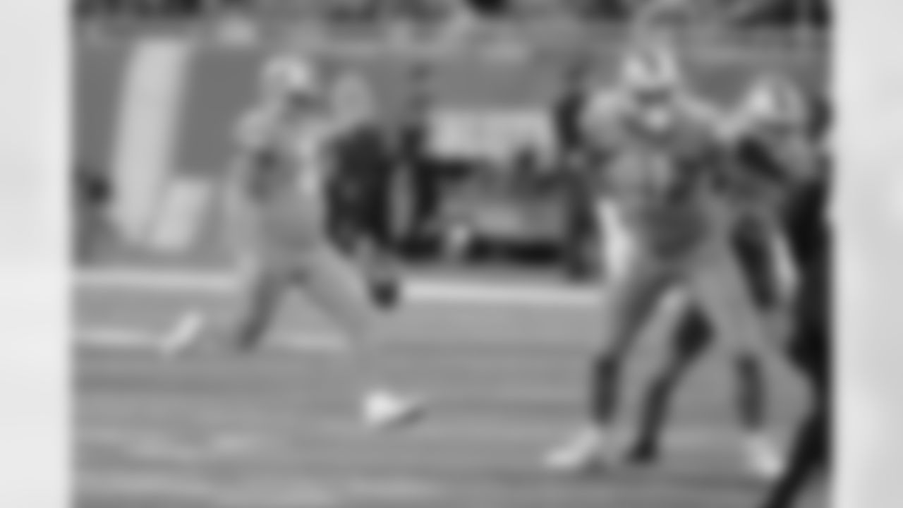 Detroit Lions punter Sam Martin (6) punts during a NFL football game against the Carolina Panthers on Sunday, Nov. 18, 2018 in Detroit. (Detroit Lions via AP).