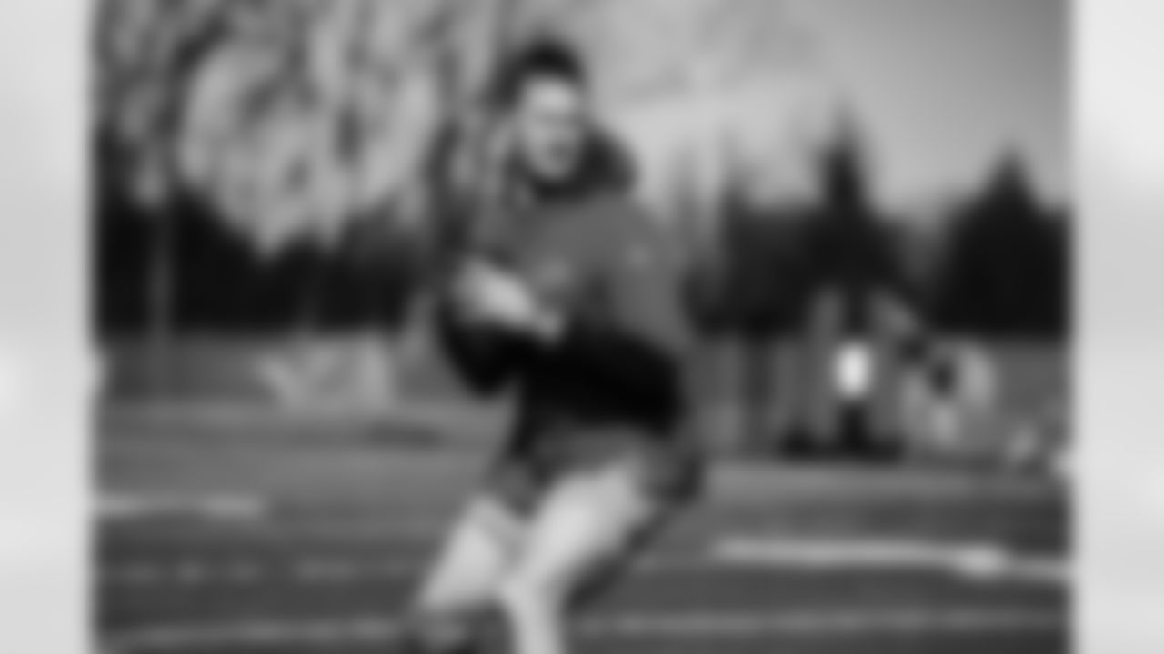 Detroit Lions quarterback Tim Boyle (12) during a morning workout at the Lions training facility in Allen Park, MI on May 9, 2022. (Jeff Nguyen/Detroit Lions)