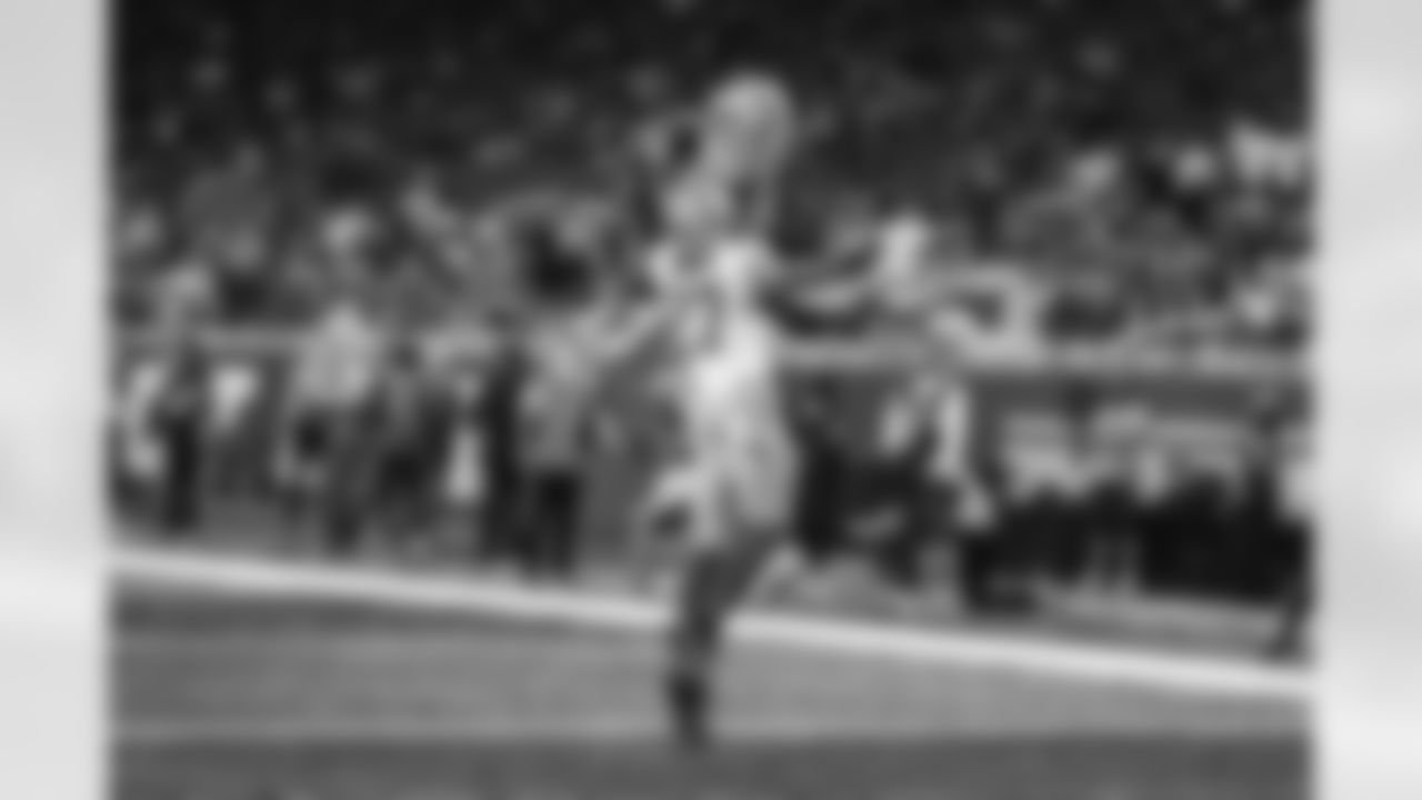 Detroit Lions wide receiver Quintez Cephus (87) scores a touchdown during a NFL football game against the San Francisco 49ers on Sunday, September 12, 2021 in Detroit, MI. (Jeff Nguyen/Detroit Lions).