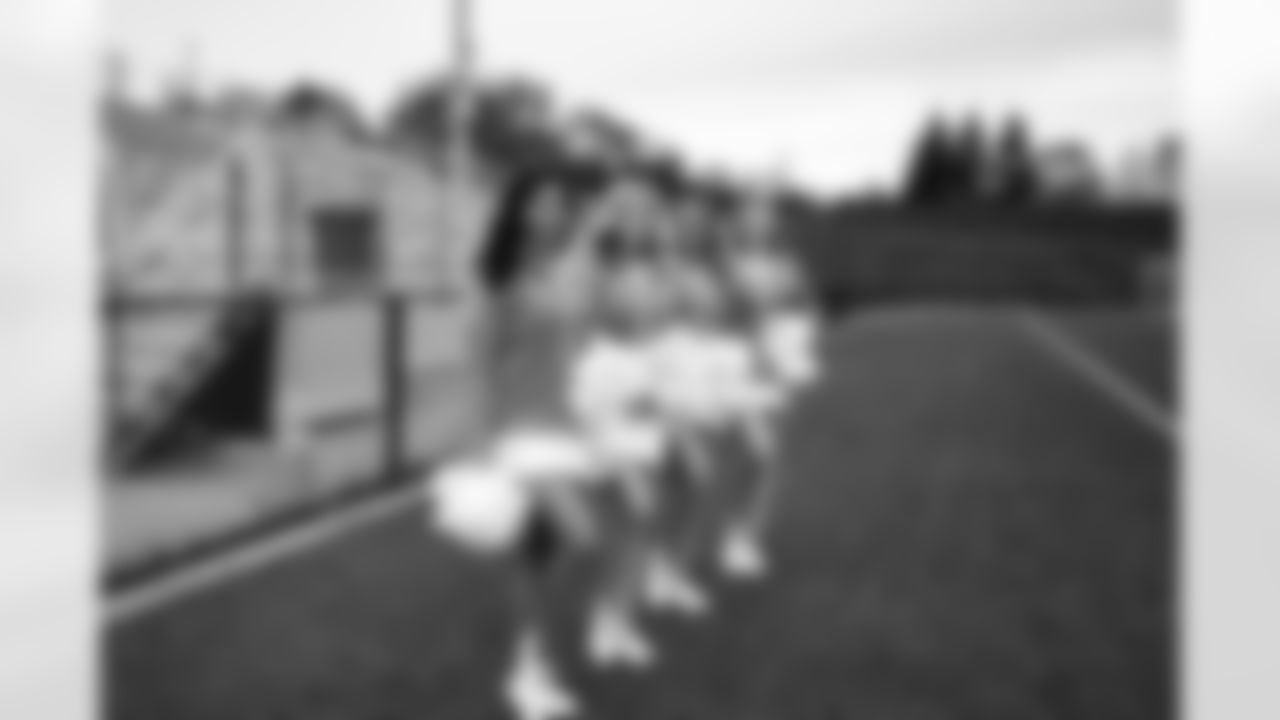 The Detroit Lions Cheerleaders cheer on during the 2023 Michigan Girls High School Flag Football Pilot League Week 2 at Stoney Creek HS Saturday May 13, 2023 in Rochester Hills, MI. (Carl Jones II/Detroit Lions).