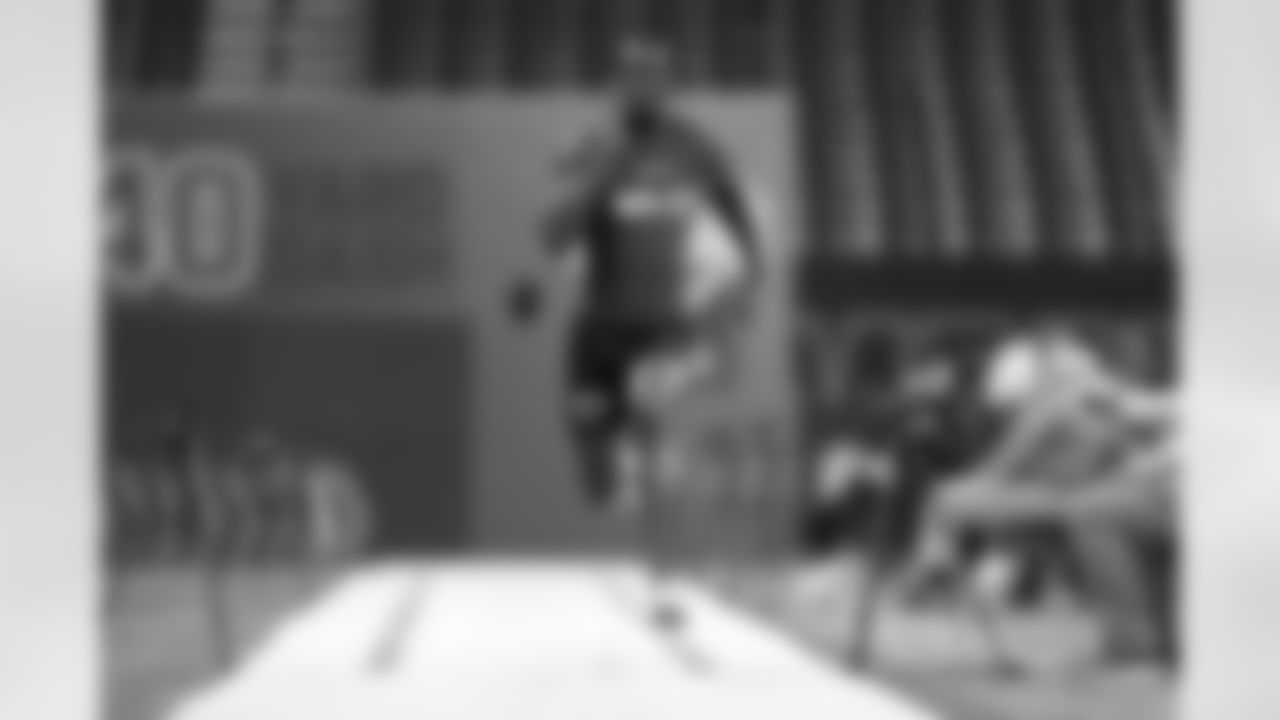 Louisiana wide receiver Michael Jefferson runs the 40-yard dash during the 2023 Scouting Combine on Saturday, March 4, 2023 in Indianapolis, Indiana.